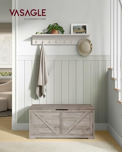 vasagle storage chest with 2 safety hinges, 15.7 shown in use