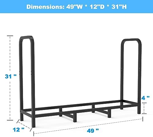 4ft firewood rack holder, adjustable heavy duty fire, side view