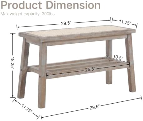 rocity 30 inch rattan bench wooden entryway bench shown in use