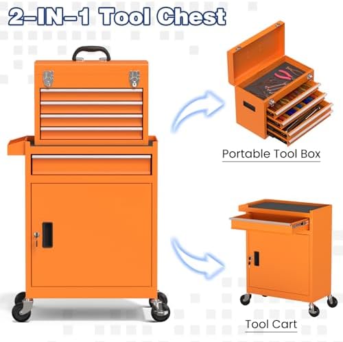 rolling tool box with wheels, 5-drawer high capacity, package contents