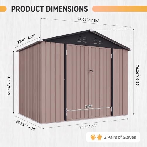 aoxun 8'x6' shed with floor galvanized steel outdoor shown in use