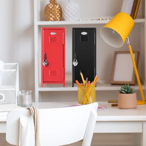 vercraft 2 pcs mini metal locker with lock on a desk or shelf