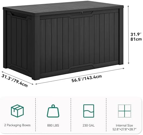 yitahome xxl 230 gallon large outdoor storage deck on a desk or shelf