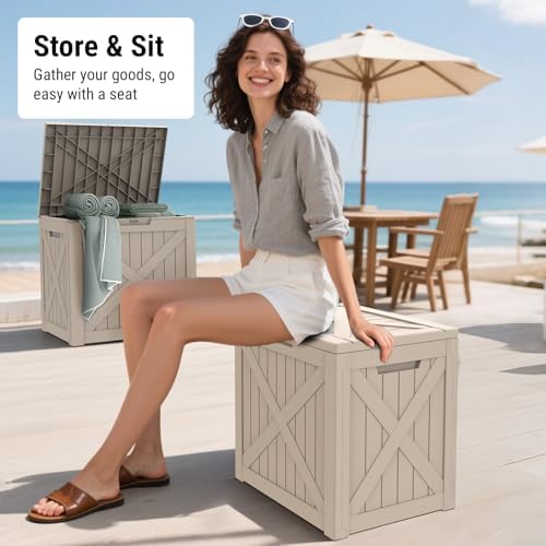 mars villa deck box, waterproof outdoor storage box on a desk or shelf
