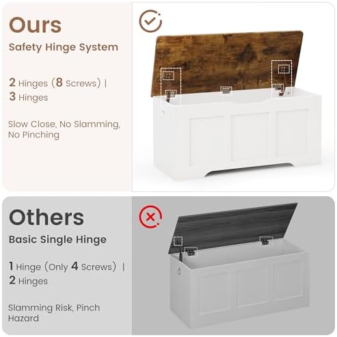 39.4" flip top wooden storage bench with 2, package contents