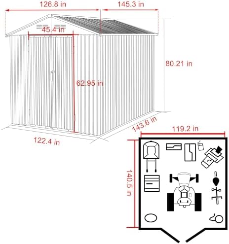 mupater storage shed 10' x12' for outdoor, metal shown in use