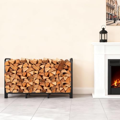 4ft firewood rack outdoor, holds 1543 lbs with, front angle view