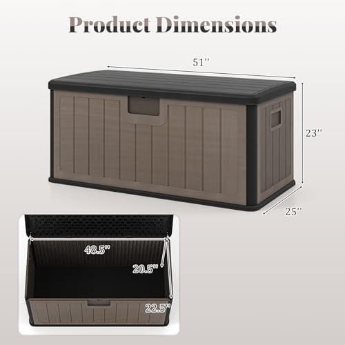 happygrill 100 gallon outdoor storage deck box with, view 9