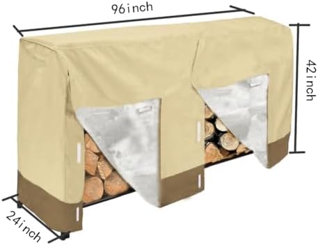 8ft 210d oxford outdoor waterproof firewood rack cover shown in use