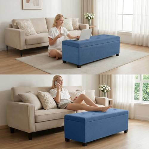 dumos storage ottoman bench, 43.3 inch end of on a desk or shelf