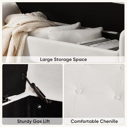 48" end of bed bench, modern storage bench, close-up detail