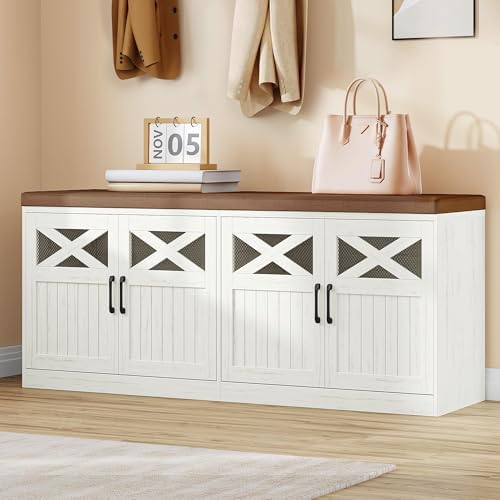 hzuaneri 47.2" shoe storage bench with 4 barn, close-up detail