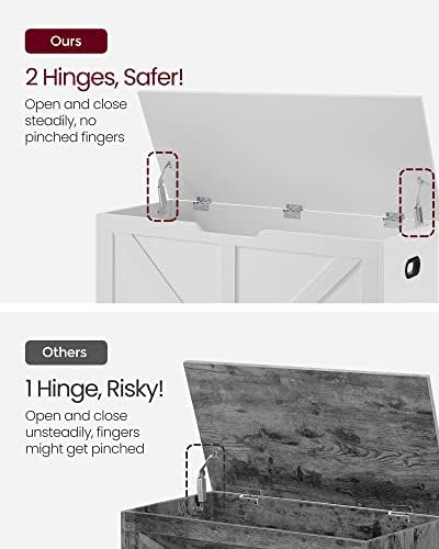 vasagle storage chest with 2 safety hinges, 15.7 showing dimensions