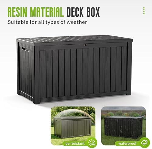 drato 200 gallon outdoor storage box waterproof, resin shown in use