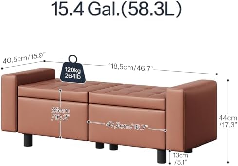 hoobro ottoman with storage, 46.7'' storage bench shown in use