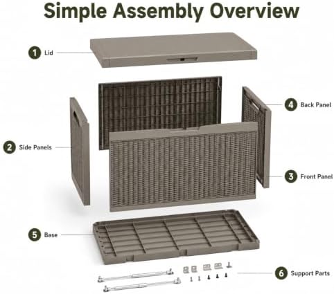 outdoor storage box resin deck box waterproof brownwicker, view 9