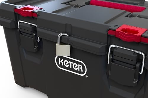 keter stack n' roll modular diy toolbox, stackable on a desk or shelf