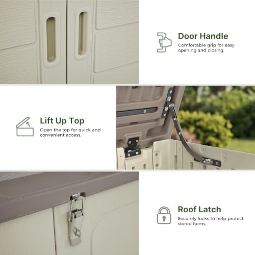 macrout 25 cu ft outdoor storage cabinet with, front angle view