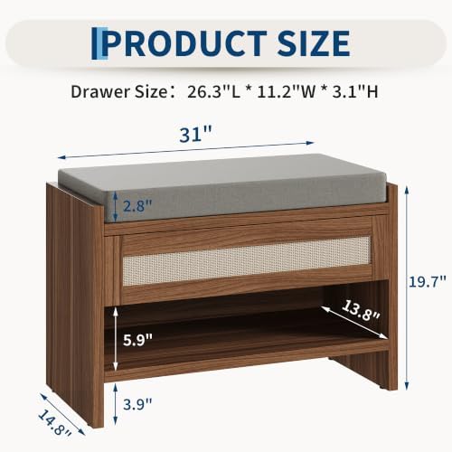 garvee 31" l farmhouse shoe bench with storage shown in use