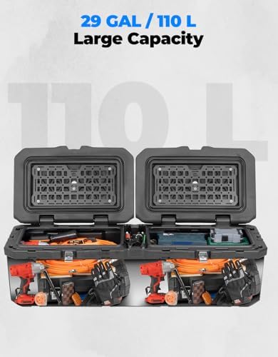 kemimoto utv cargo storage box 110l/29gal, large capacity shown in use