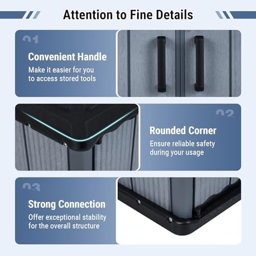tangkula 23.5 cu.ft outdoor storage shed with lockable, front angle view