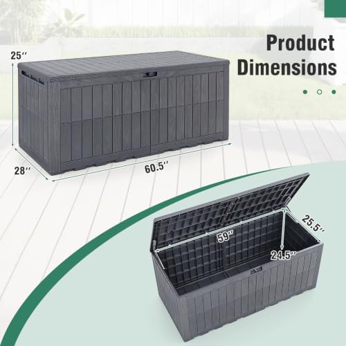 tangkula 180 gallon outdoor storage box with lockable, package contents