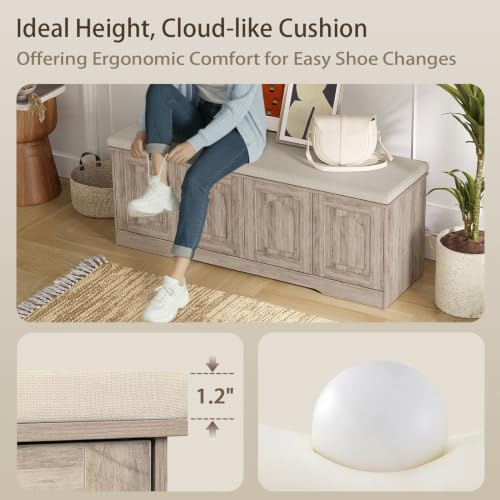 dinzi lvj shoe storage bench with cushion, door on a desk or shelf