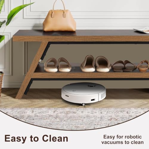 2-tier shoe storage bench, 47" solid wood entryway showing dimensions