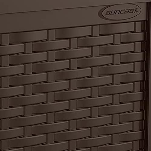 suncast 22 gal, small outdoor storage deck box, close-up detail