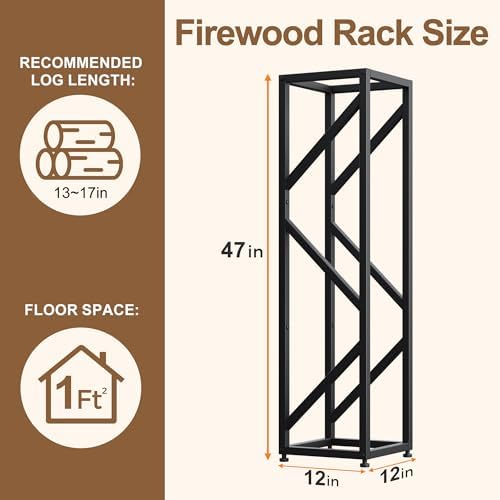 firewood rack indoor 47 inch tall, 4-tier heavy-duty shown in use