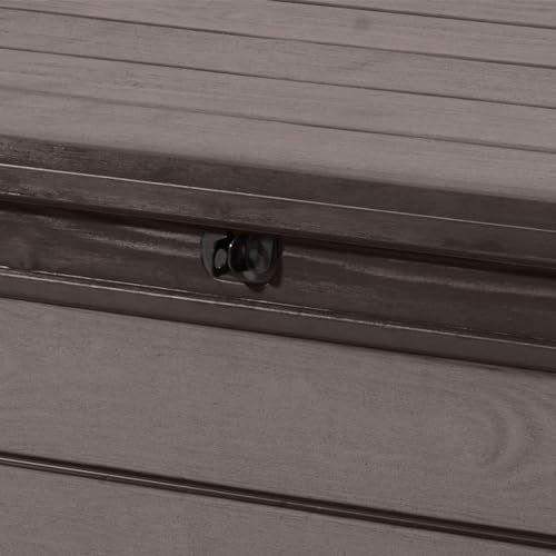 keter brushwood outdoor storage deck box,120 gallon, brown, view 9
