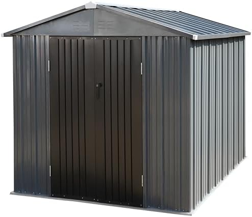veikou 8x10ft outdoor storage shed with thickened galvanized, close-up detail