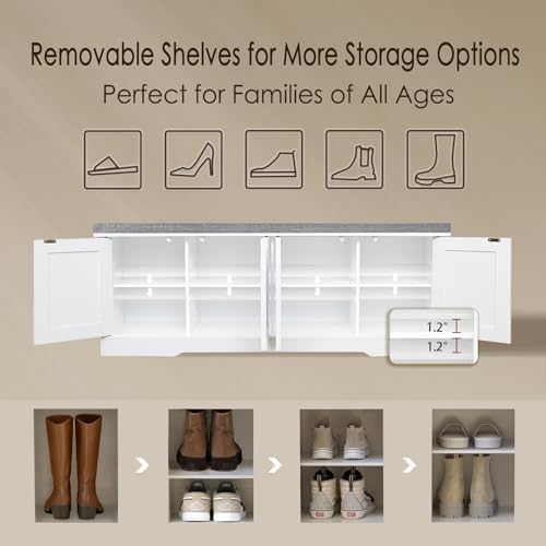 dinzi lvj shoe storage bench with cushion, door on a desk or shelf