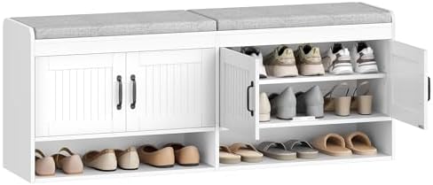 hzuaneri 55.1" shoe storage bench, shoe bench with, view 9