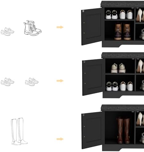 homsho farmhouse shoe storage bench with 2 barn showing dimensions