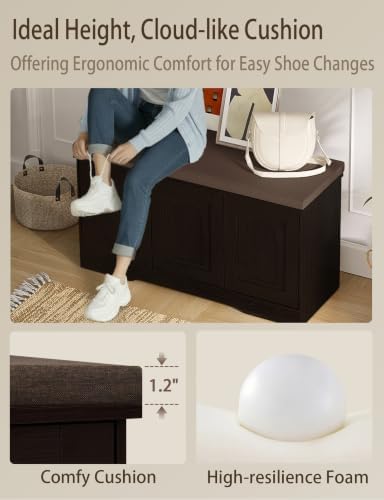 dinzi lvj shoe storage bench with cushion, door, package contents