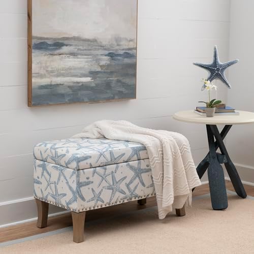 linon stephanie cream and light blue starfish fully, side view