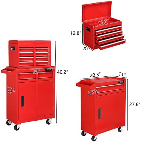 tuffiom 5-drawer rolling tool chest, tool storage cabinet, close-up detail