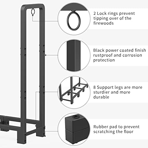 mr ironstone 4ft firewood rack outdoor indoor, upgraded on a desk or shelf