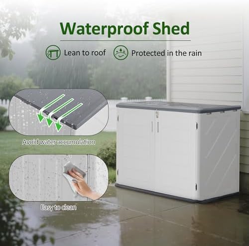 macrout 50 cu ft outdoor storage cabinet, waterproof, side view