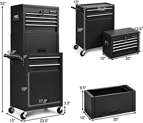 arlime 6-drawer rolling tool chest, tool storage cabinet shown in use