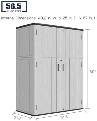kinying outdoor storage shed,57cu.ft resin vertical outdoor storage, close-up detail