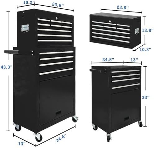 13 drawers tool chest with wheels,large capacity tool, close-up detail