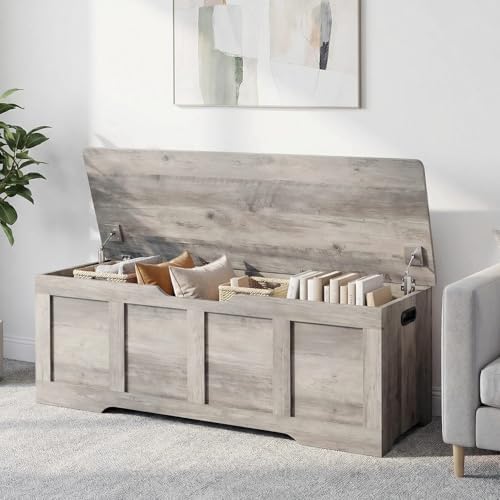 timberer 47.2" storage chest extra large storage bench shown in use