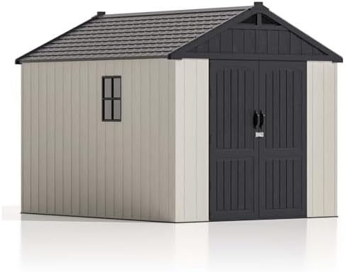 patiowell 8x10 ft resin outdoor storage shed with, view 9