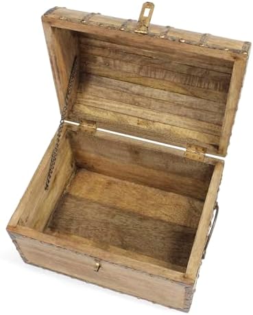 nautical cove antiqued finished wood treasure chest with showing dimensions
