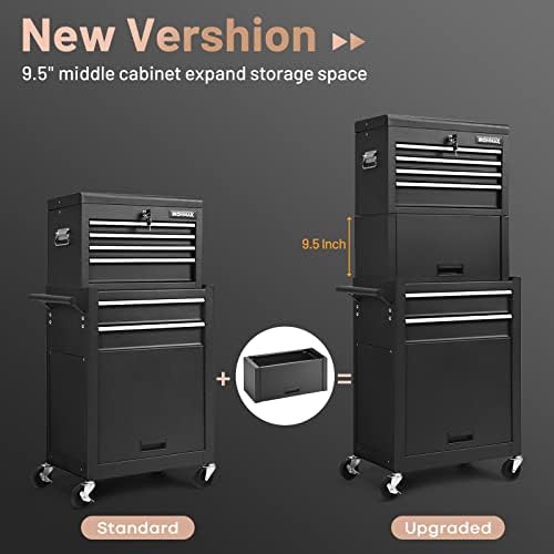 nightcore 6 drawer rolling tool chest, 3 in showing dimensions
