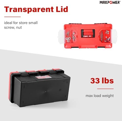 maxpower 17 inch tool box, small plastic toolbox, side view