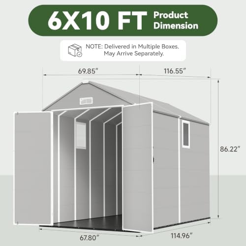 aoxun 6x10 ft outdoor storage shed, outdoor resin on a desk or shelf