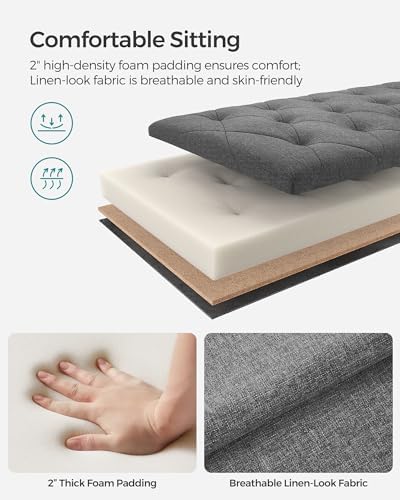 songmics storage ottoman bench, foot rest with legs, package contents